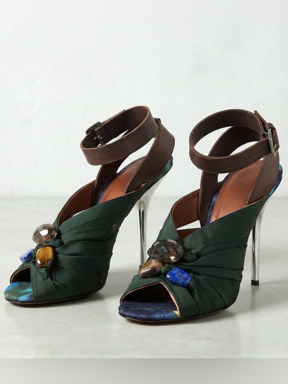 Vintage DRIES VAN NOTEN 2008 Runway Gemstones Embellished Heels Sandals